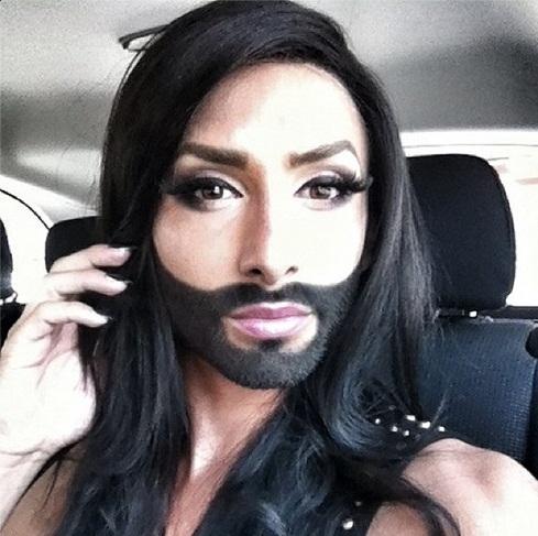 conchita wurst in the car