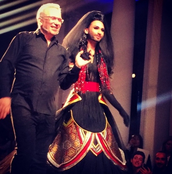 conchita wurst jean paul gaultier show paris fashion week