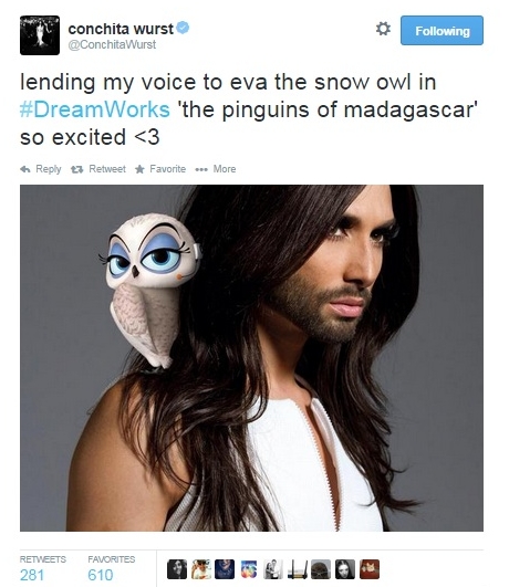 conchita wurst dreamworks penguins of madagascar