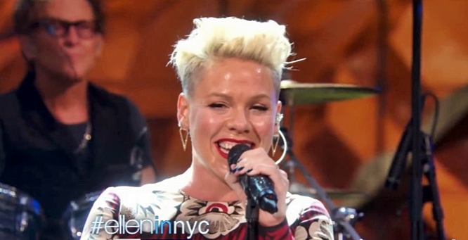 pink try live on the ellen show