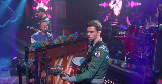 coldplay performs up&up live on stephen colbert